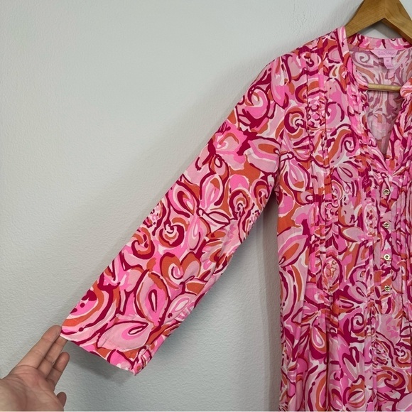 Lilly Pulitzer Sarasota Pintucked Tunic Dress Mini Mango Salsa Size XS Women - Picture 4 of 16